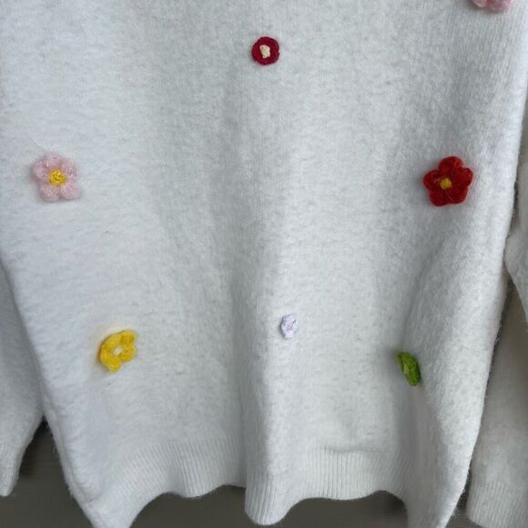 VRG girl y2k flower appliqué wool blend sweater - Picture 4 of 7